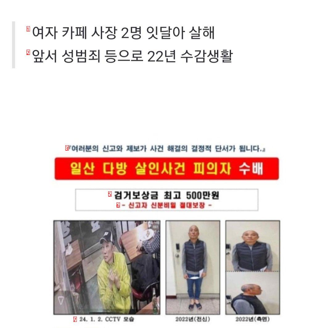 고양·양주 카페 사장 살해용의자 강릉서 체포…전과 5범 22년 수감생활