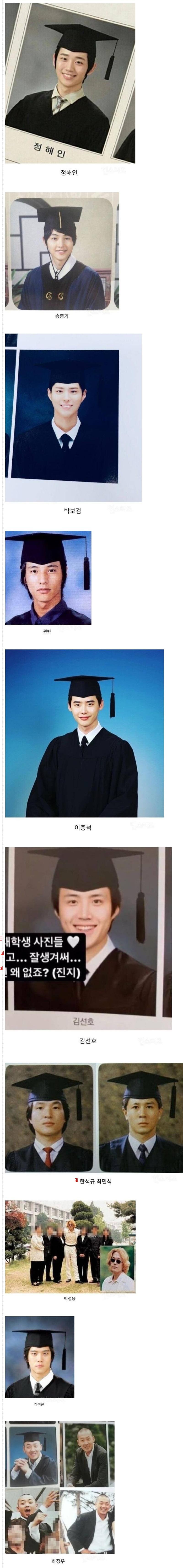 남자 배우의 졸업 사진.