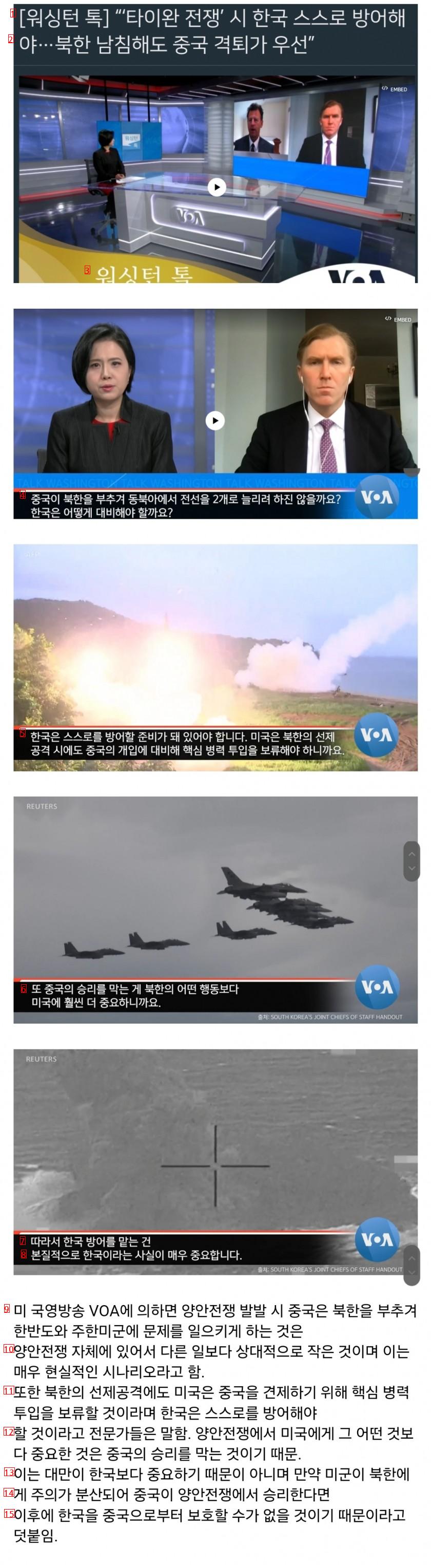 米国営放送、「両岸戦争の際、韓国は自ら防御しなければならない」