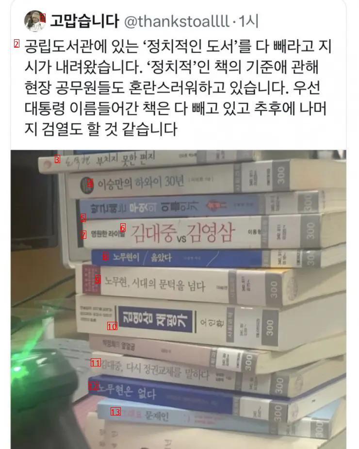 """"공립도서관 정치적 도서 다 빼라""""는 지시가 내려왔다