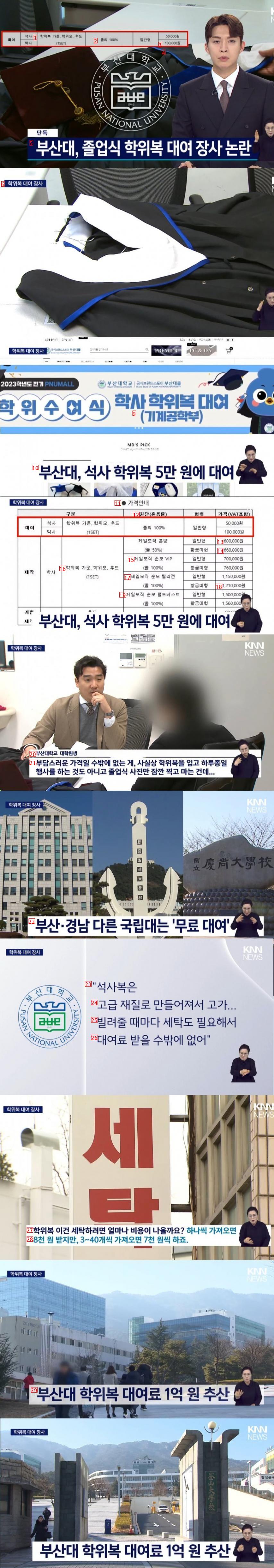 [단독] 부산대, 졸업식 학위복 대여 장사 논란