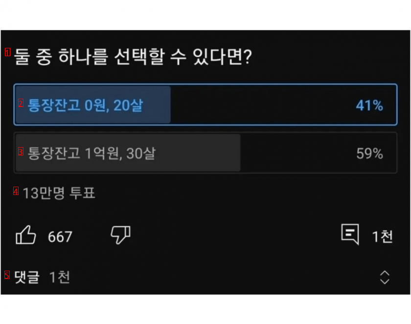 13만명 투표한 통장 잔액 vs 나이 선택