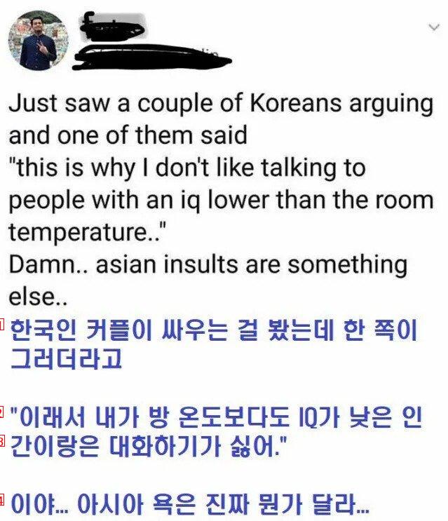 한국인의 욕을 듣고 감동 먹은 미국인