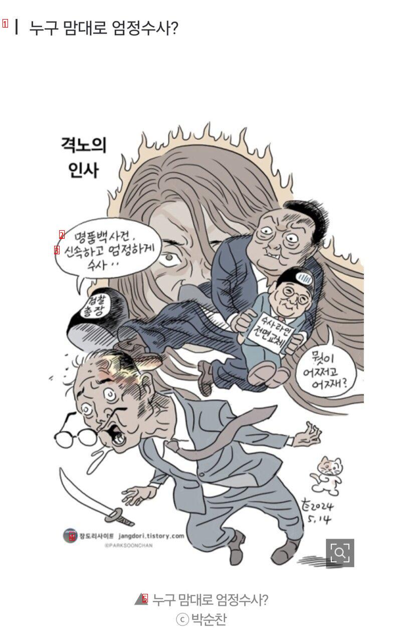 박순찬의 장도리 카툰 격노의 인사