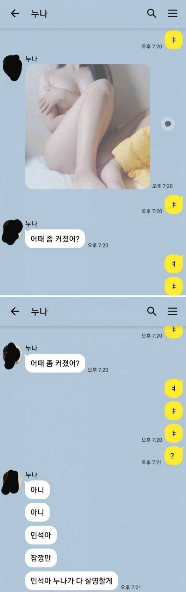 (ㅇㅎ)ㅈ 된 누나 카톡