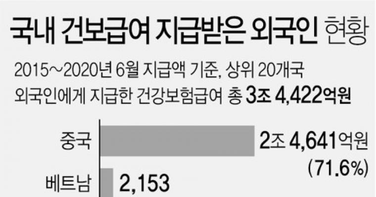 국내 건보급여 지급받은 외국인 현황