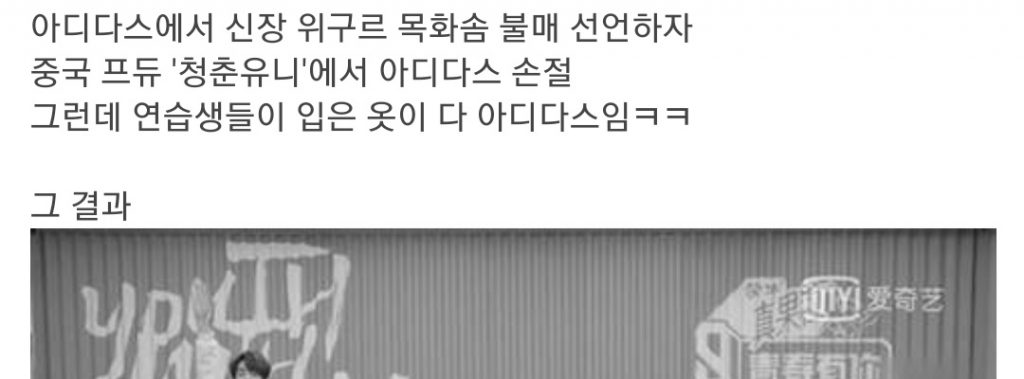 아디다스 협찬받던 중국판 프듀 근황