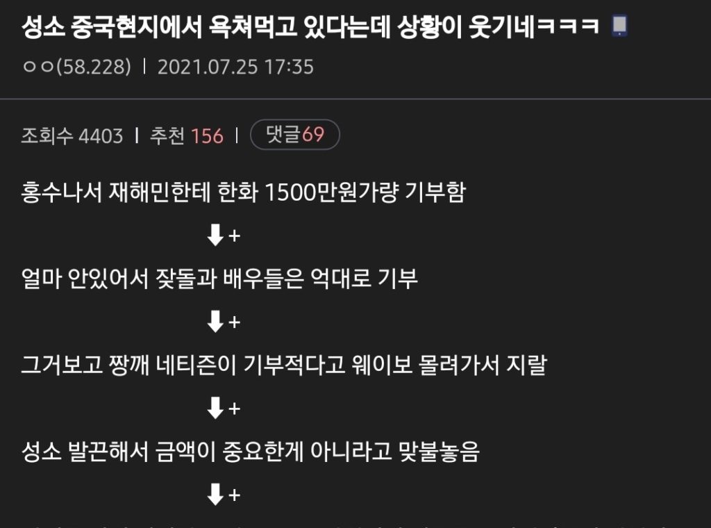 현재 중국에서 욕쳐먹는 전 우주소녀 청샤오 상황