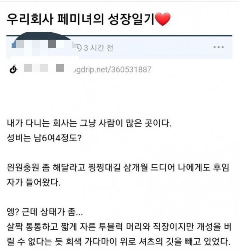 우리 회사 페미녀의 성장 일기