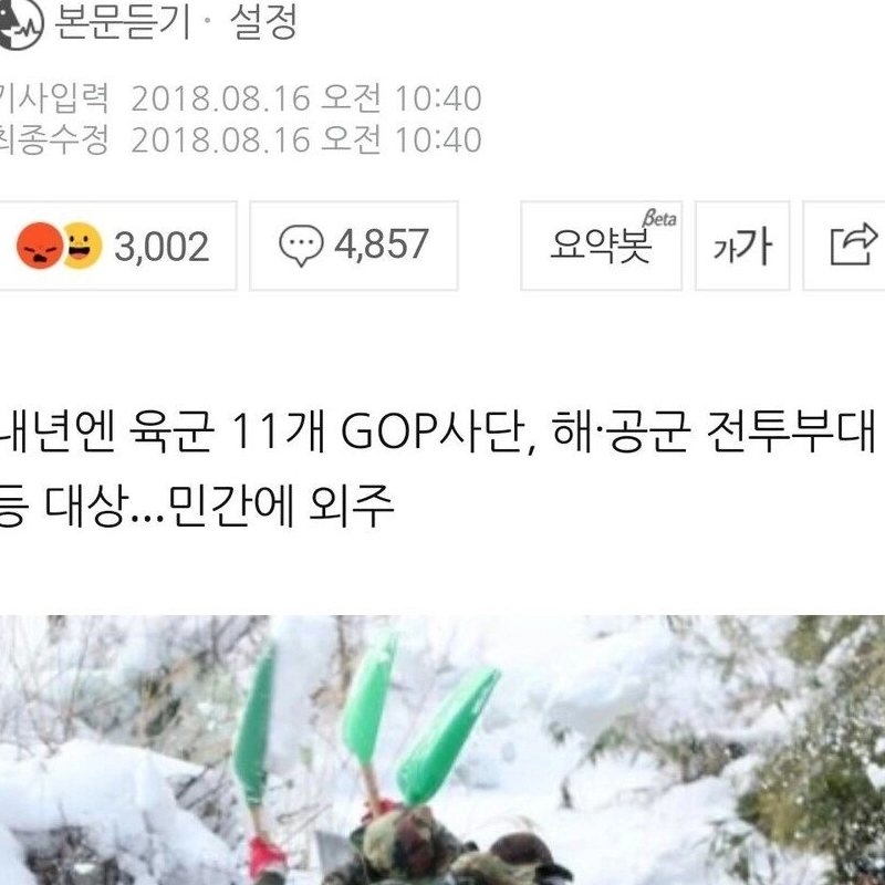 요즘은 눈 많이 와도 군인들 제설작업 안함