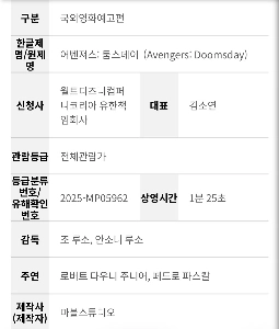 <어벤져스: 둠스데이> 티저 예고편 분량