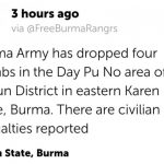 속보) 미얀마 군부 폭탄4개투하