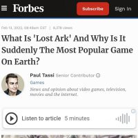 포브스선정) 지구에서 가장 인기있는 게임 로스트아크
