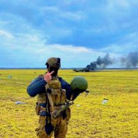 우크라이나의 황금 벌판과 군인