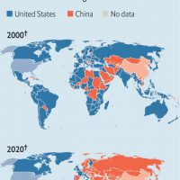 2000년과 2020년 미국 vs 중국 최대 무역국가