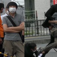 아베 피격전에 용의자 모습, 아베 CPR 장면
