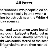 (SOUND)미국 백악관 근방에 번개 내리쳐 2명 사망, 2명 부상 ㄷㄷ