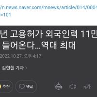 외노자 11만명 온다... ''역대최대''