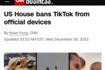 [CNN] 미 의회, 공식 기기에서 """"틱톡"""" 앱 전면 금지