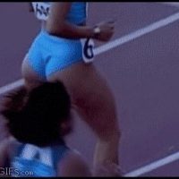 공격적인 여자 육상선수