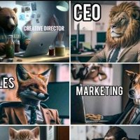 AI 가 동물로 비유한 회사 역할별 그림