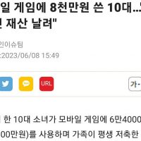 모바일게임에 8000만원 쓴 10대女, 가족 전재산 날려.news