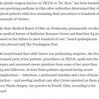 틱톡으로 성형수술 생중계 했다가 의사 면허 박탈 당함