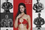 바디빌딩 대회 홍보 포스터 속 엔돌핀 빨간 끈 비키니 몸매
