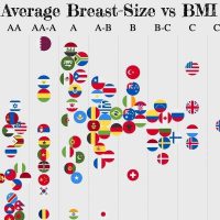 국가별 평균 가슴 사이즈와 bmi